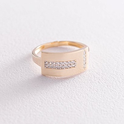 Каблучка в жовтому золоті з фіанітами к06698