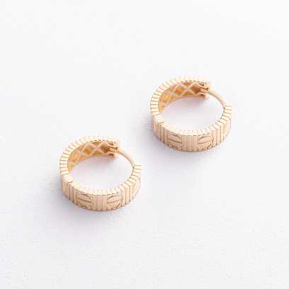 Серьги - кольца "Love" в желтом золоте с09703 №2