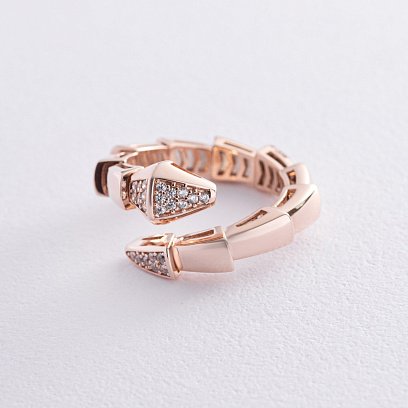 Кольцо "Змея" в красном золоте (фианиты) к07366 №5