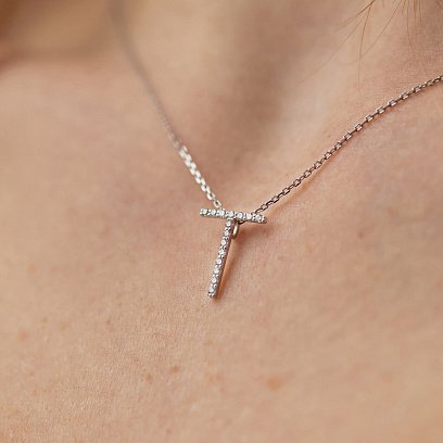 Золотое колье с буквой " Т " с бриллиантами 134021121 №6