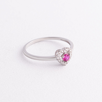 Золота каблучка "Сердечко" (діаманти, рубін) кб0620ca №2