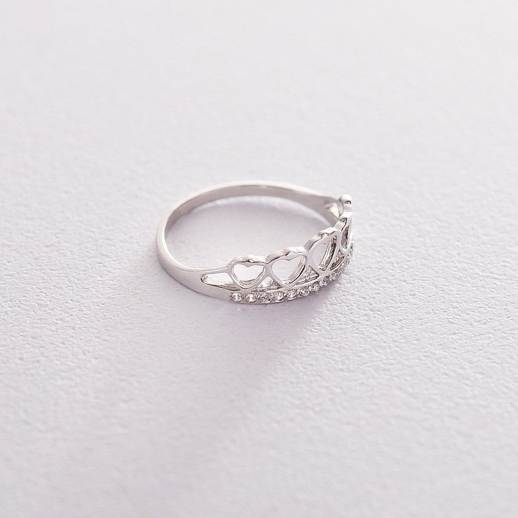 Золотое кольцо "Корона из сердец" (фианит) к06272 от ювелирного магазина Оникс - 2