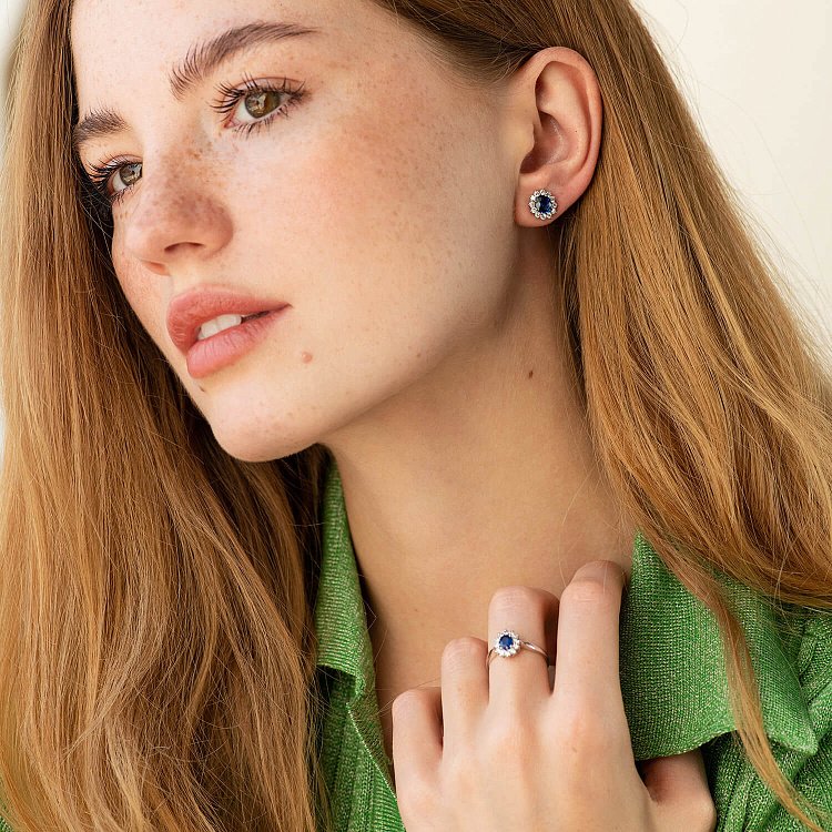 Золотое кольцо (сапфир, бриллианты) кб0519gl от ювелирного магазина Оникс - 2