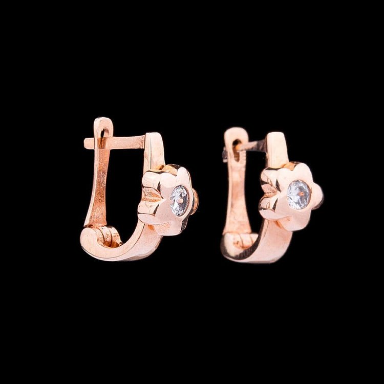 Золоті дитячі сережки з фіанітами с02377 від ювелірного магазину Онікс - 2