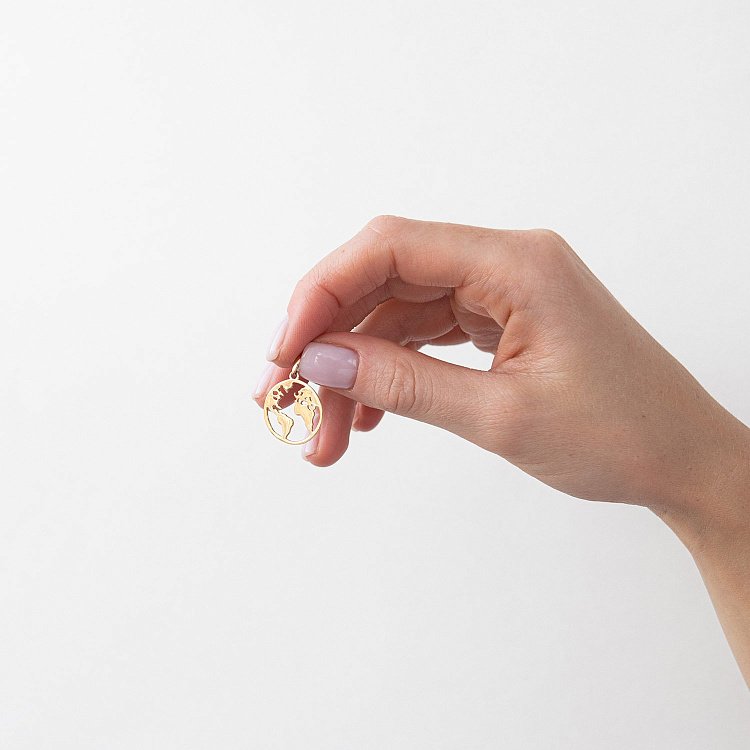 Подвеска "Планета Земля" в желтом золоте п03449 от ювелирного магазина Оникс - 1