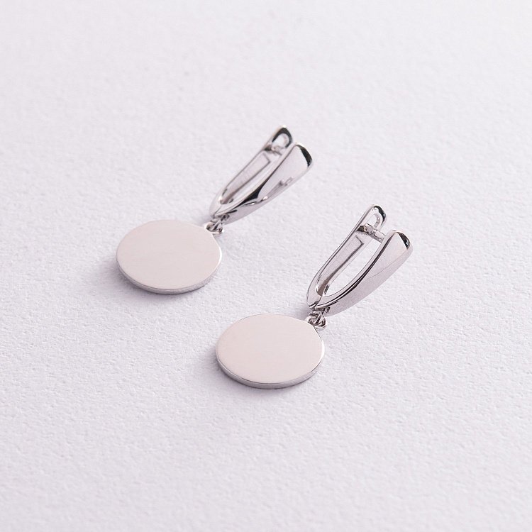 Сережки "Монетки" в білому золоті с07622 від ювелірного магазину Онікс - 4