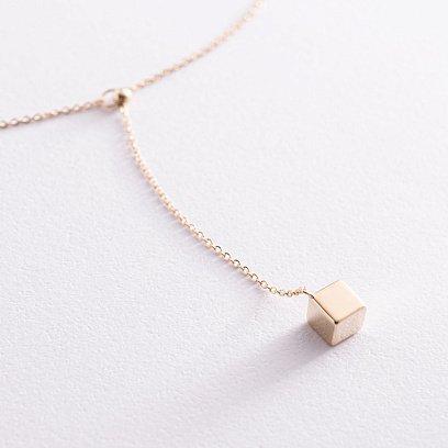 Колье с кубиком в желтом золоте 860355М №4