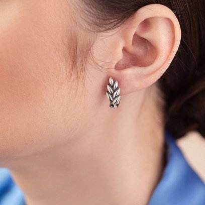 Срібні сережки "Колосок пшениці" 123284 №5