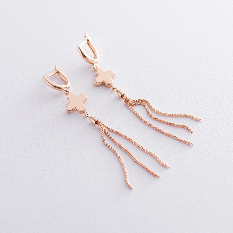 Сережки "Конюшина" в червоному золоті с06860 від ювелірного магазину Онікс