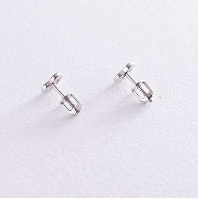 Серьги - пусеты "Сердечки" в белом золоте с06916 №3