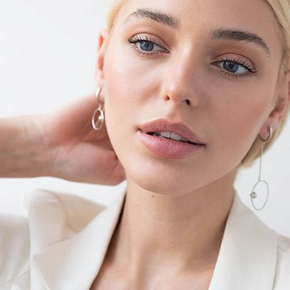 Срібні сережки "Асиметрія" 123188 №4