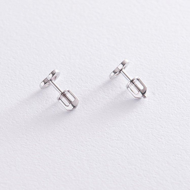 Серьги - пусеты "Сердечки" в белом золоте с06916 от ювелирного магазина Оникс - 2