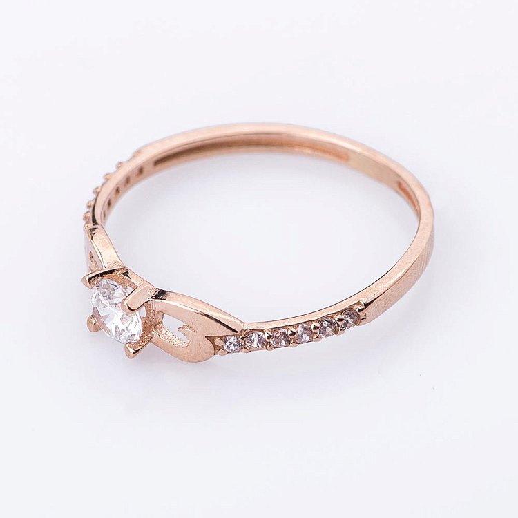 Золота каблучка з фіанітами к04994 від ювелірного магазину Онікс - 2