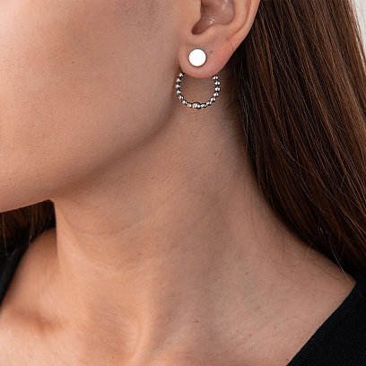 Срібні сережки - джекети 2 в 1 "Кульки" 123098