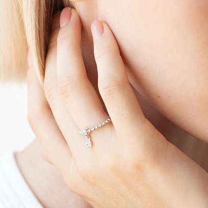 Кольцо в белом золоте с фианитами к07056 №9