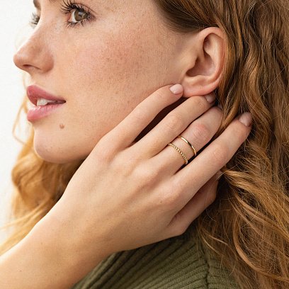 Подвійна каблучка з кульками (жовте золото) к07135 №2