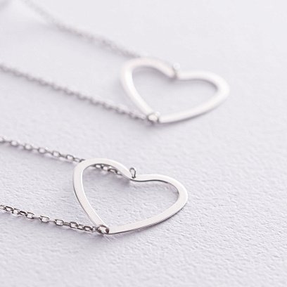 Золоті сережки - пусети на ланцюжку "Сердечка" с05954 №5