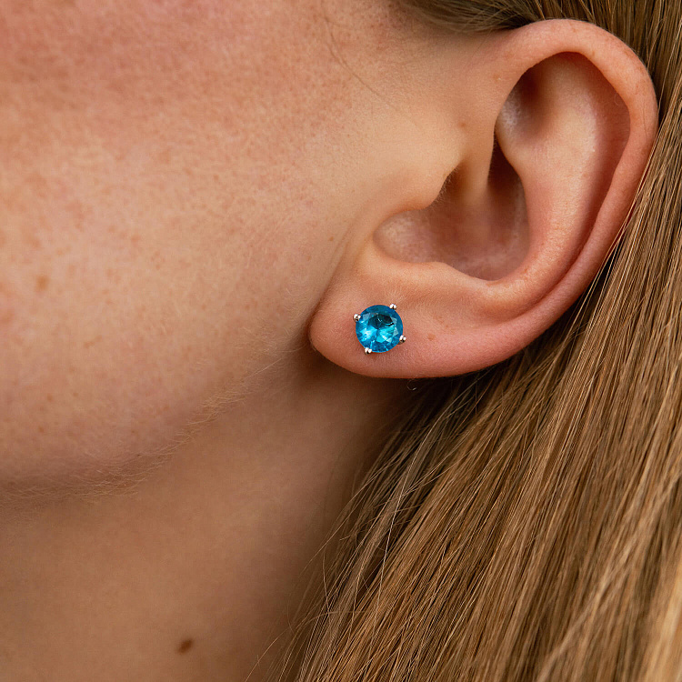 Срібні сережки - пусети з кварцом 2527/1p-QSWB від ювелірного магазину Онікс - 3