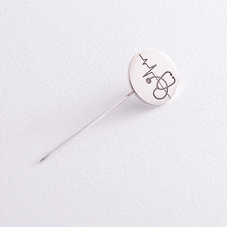 Медицинский значок "Стетоскоп" в серебре 20042 от ювелирного магазина Оникс