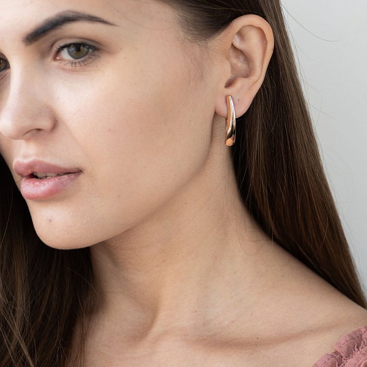 Сережки в червоному золоті на англійській застібці с06832 від ювелірного магазину Онікс - 1