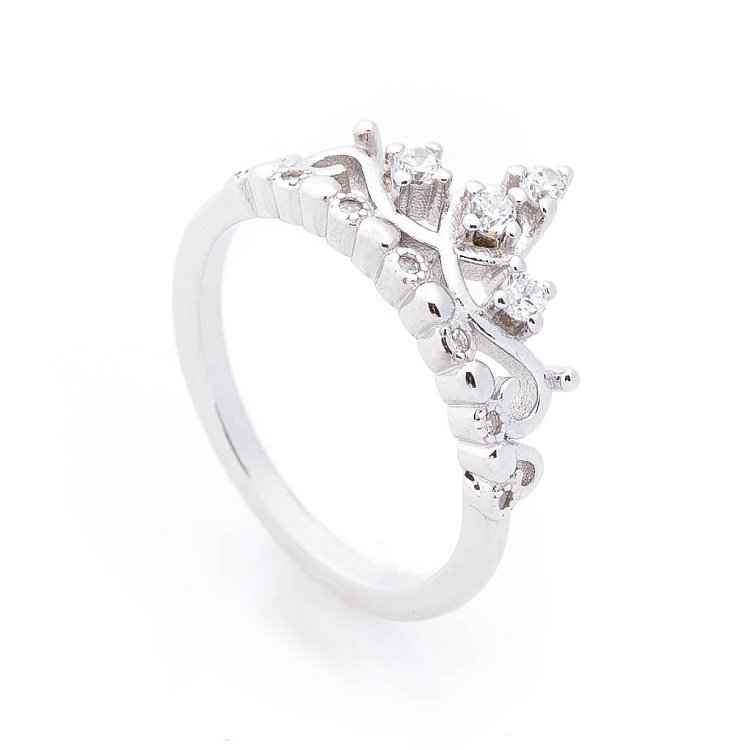 Срібне колечко "Корона" з фіанітами 112073 від ювелірного магазину Онікс