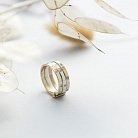 Тройное женское кольцо из белого, красного и желтого золота с фианитами к02205 от ювелирного магазина Оникс - 4