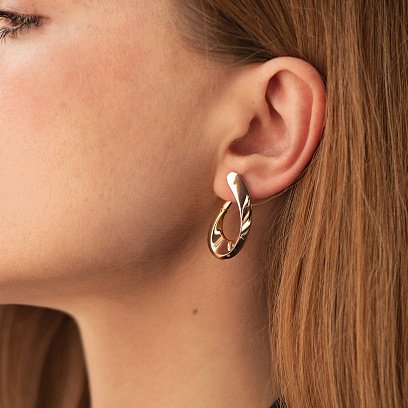 Сережки "Крапельки" у червоному золоті с08912 №4