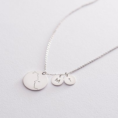 Срібне кольє з гравіюванням "Закохані" 18996