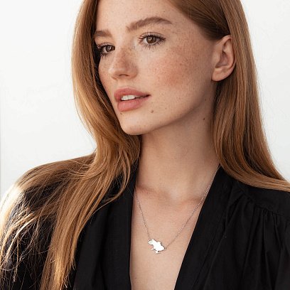 Кольє "Карта України" у білому золоті (можливе гравіювання) кол02250 №2