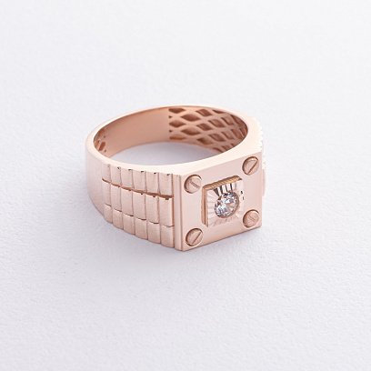 Мужская золотая печатка с фианитом к08222 №3