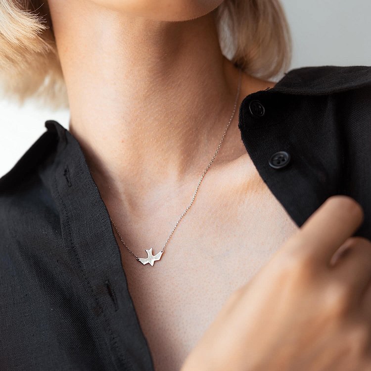 Срібне кольє "Ластівка" 181004 від ювелірного магазину Онікс - 7