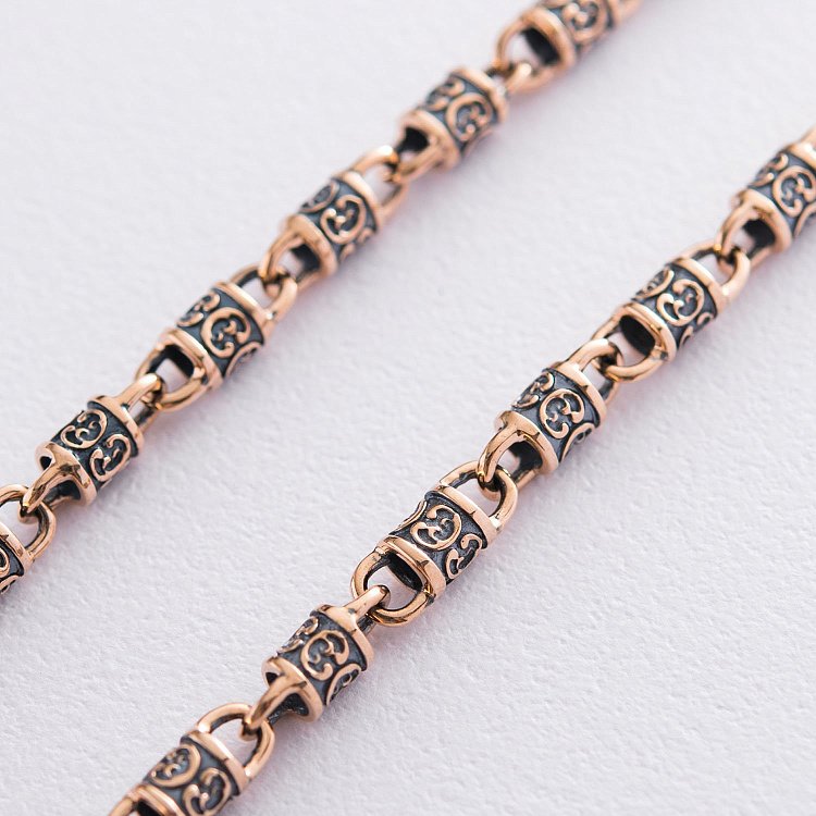 Золотая цепочка "Фантазийное плетение" с чернением (5мм) ц00355 от ювелирного магазина Оникс - 2