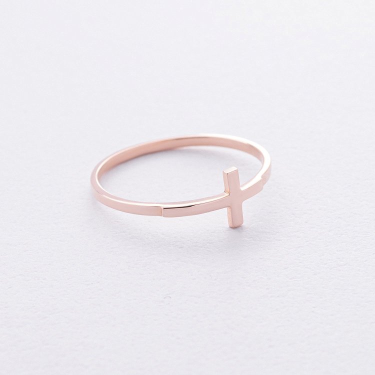 Каблучка "Хрестик" у червоному золоті к08195 від ювелірного магазину Онікс