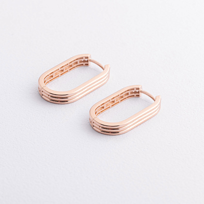 Сережки "Jenny" з фіанітами (червоне золото)  с09578 №2