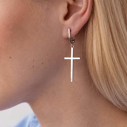 Срібні сережки "Хрестики" 123222