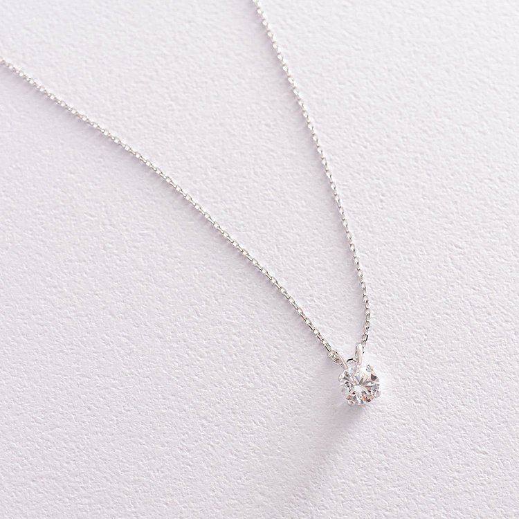 Золоте кольє з одним фіанітом кол01364 від ювелірного магазину Онікс