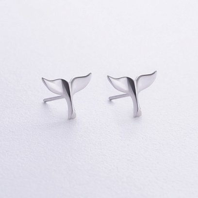 Серебряные серьги - пусеты "Хвост кита" 122825