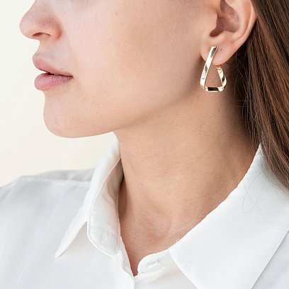 Золоті сережки на англійській застібці с07544 №3