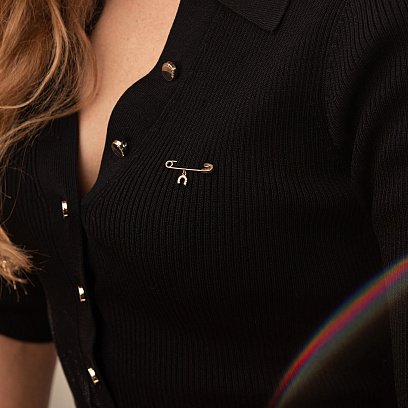 Золотая булавка "Подкова" (фианиты) зак00336 №2