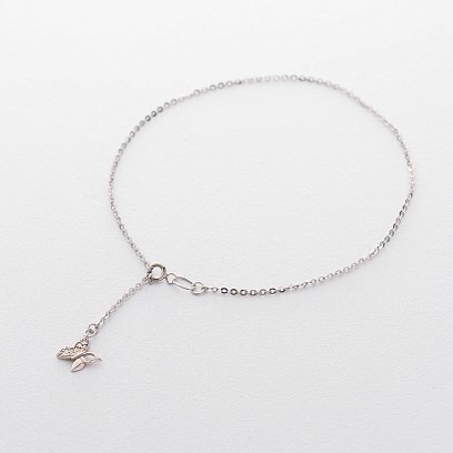 Золотий браслет на ногу "Метелик" (фіаніт) б03702 №3