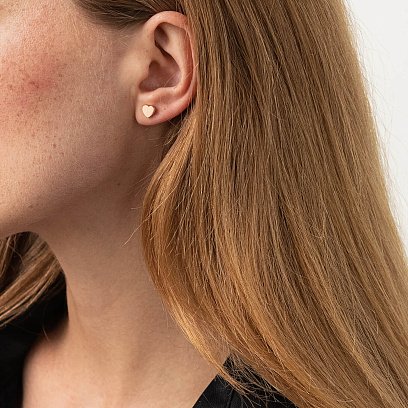 Золоті сережки - пусети "Сердечки" с06049 №4