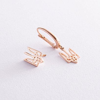 Асимметричные золотые серьги "Герб Украины - Тризуб" с07949 №2