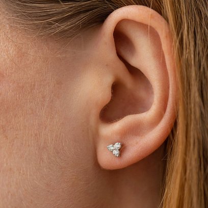 Сережки - пусети з діамантами (біле золото) 322471121 №2