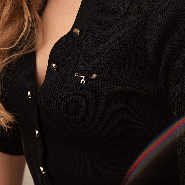 Золотая булавка "Подкова" (фианиты) зак00336 от ювелирного магазина Оникс - 2