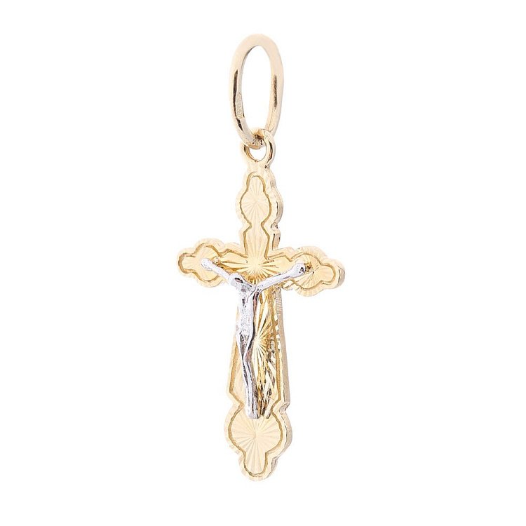 Золотий хрестик з розп'яттям п02092 від ювелірного магазину Онікс