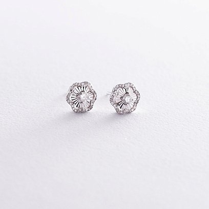 Золоті сережки - пусети "Квіточки" (діаманти) сб0154cs