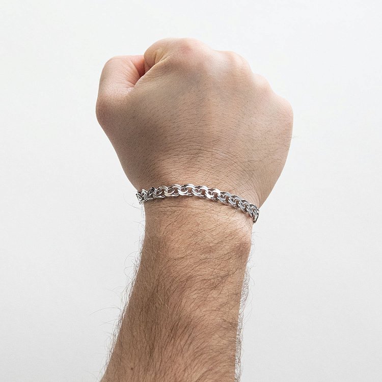 Чоловічий срібний браслет (гарібальді) 0.7 см р0217511 від ювелірного магазину Онікс - 1