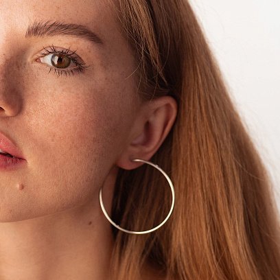 Серьги - кольца в белом золоте (4.8 см) с08772 №6