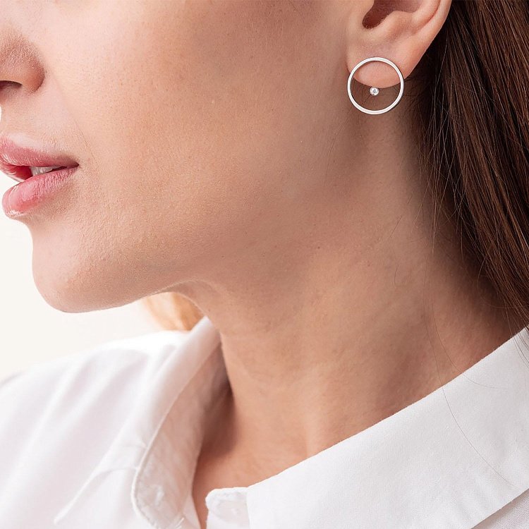 Золоті сережки - джекети "Грейс" з діамантами 102-10077 від ювелірного магазину Онікс