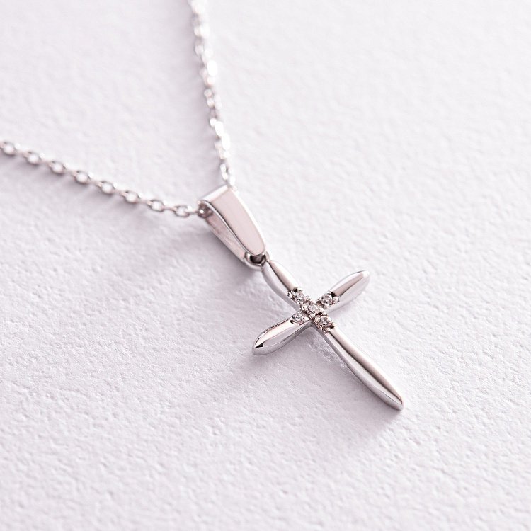 Золоте кольє "Хрестик" з фіанітами кол02186 від ювелірного магазину Онікс - 3